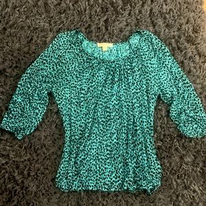 Michael Kors Blue Leopard Blouse